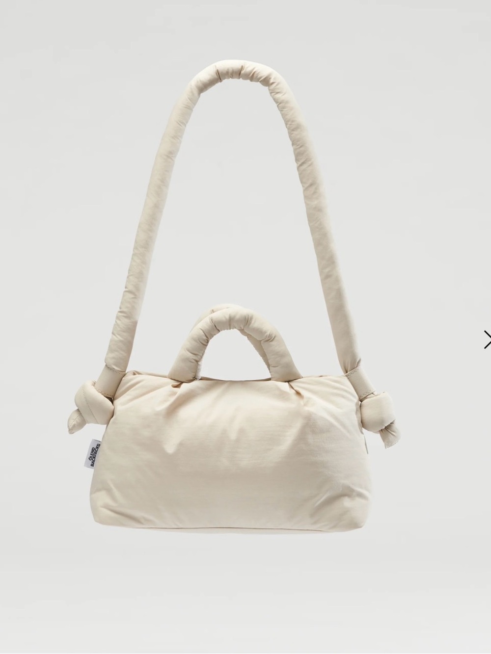 Cream Quilted Shoulder Bag with Top Handle